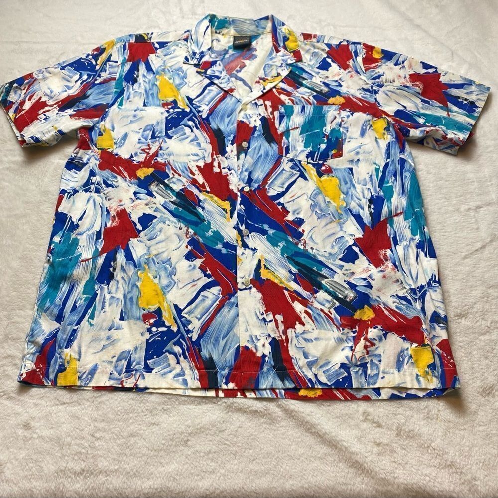 V Sport Robert Bruce Paint Splatter Vintage  Button Down Shirt Size L